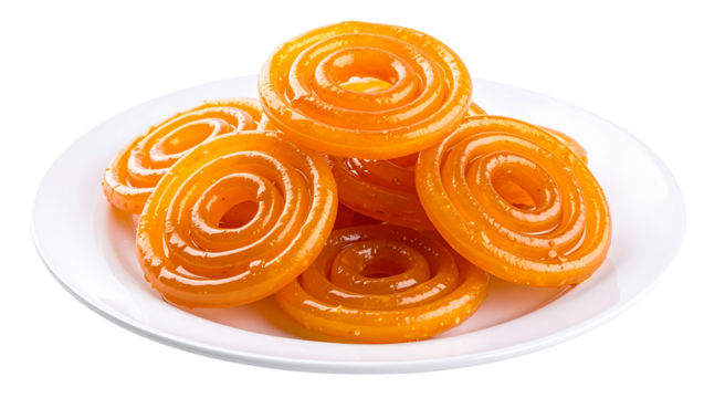 A plate of jalebi a traditional indian sweet made of deep fried batter and soaked in sugary syrup