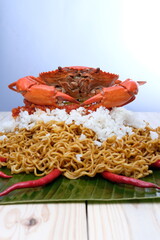 Crab in rice and noddle