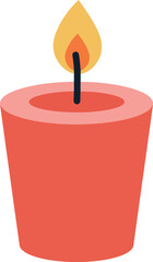 Romantic coral candle flame burning warmth cozy ambiance vector