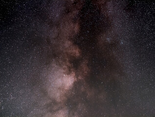 Milky way stars and constellations with a galaxy background photographed from a dark countryside location.