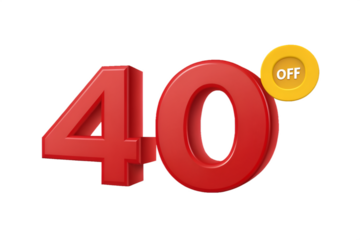 Bold Red 3 D Number 40 with Yellow Off Tag forty numeral