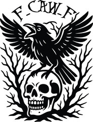 F-Caw-F Crow Vector EPS File | High Quality Editable Design, Digital Clipart, Scalable Graphic Illustration, Print Ready Artwork, Creative Template Download