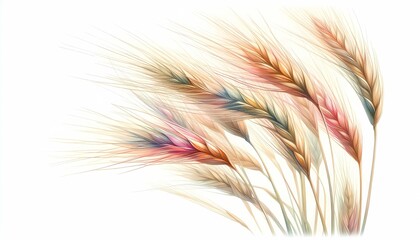 Fototapeta premium Abstract watercolor illustration of colorful wheat ears. 