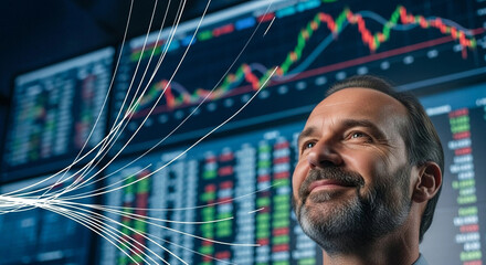 Stock Market Trader Analyzing Financial Data