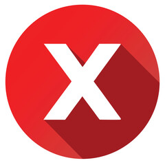 Obraz premium Bold white x mark on a red circle with shadow