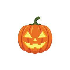Vibrant Halloween Pumpkin Jackolantern with Spooky Carved Face and Glowing Eyes for Festive October Celebrations