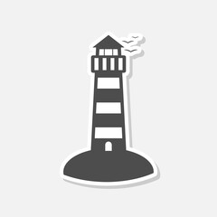 Lighthouse icon sign sticker isolated on gray background