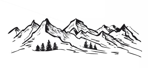 Mountain landscape, hand draw...