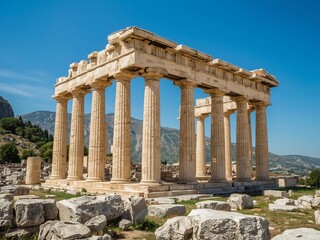 Classical Greek Temple Ruins at Ancient Delphi
