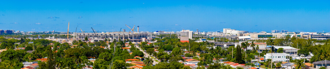 Aerial photo Miami Freedom Park which is a soccer futbol stadium by Miami International Airport