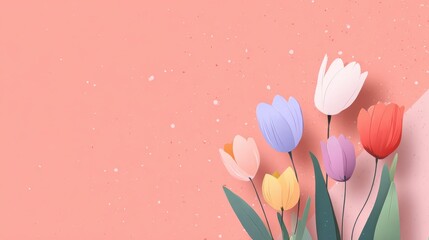 Colorful Floral Arrangement on a Soft Pink Background for Spring