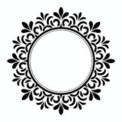 Elegant Ornamental Frame Design in Black and White Ideal for Invitations and Announcements with Circular Center