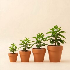 Fototapeta premium Symbolic Business Growth with Potted Plants