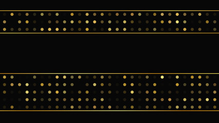 Dark background with golden lines and glittering dots