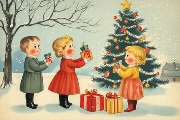 Kids enjoy outdoor Christmas