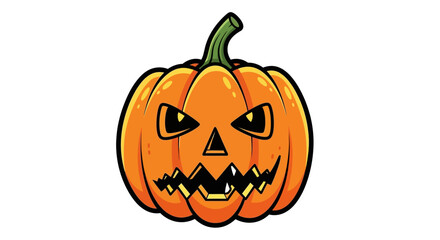 Cartoon illustration of a jack-o'-lantern with a menacing expression, isolated on a white background.