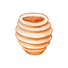 Watercolor honey pot for Winnie Bear Pooh from a book illustration.