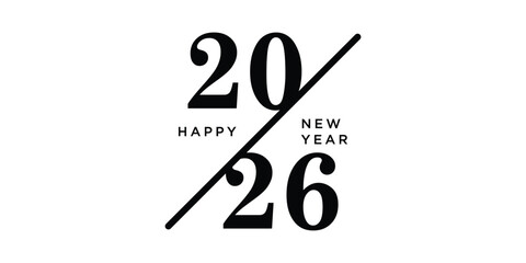 Happy 2026 New Year Banner Typography Vector. 2026 Bold New Year Greeting Illustration