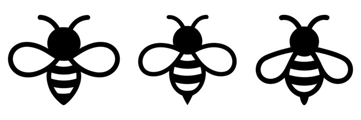 black and white bee illustrations. vector illustration of bee