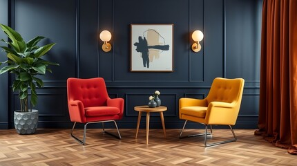 Stylish modern living room with art