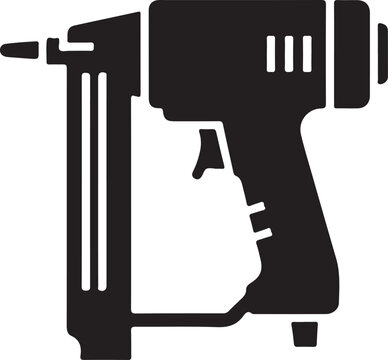 Black silhouette of a powerful staple gun tool for construction and DIY projects.