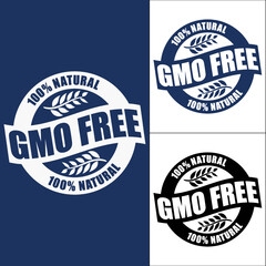 Gmo free natural product label for healthy Vector