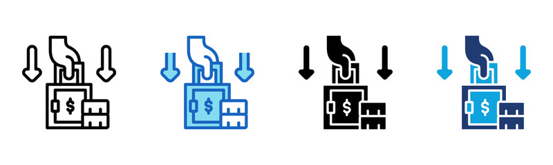 Money Deposit icon Multi Style Vector Illustration
