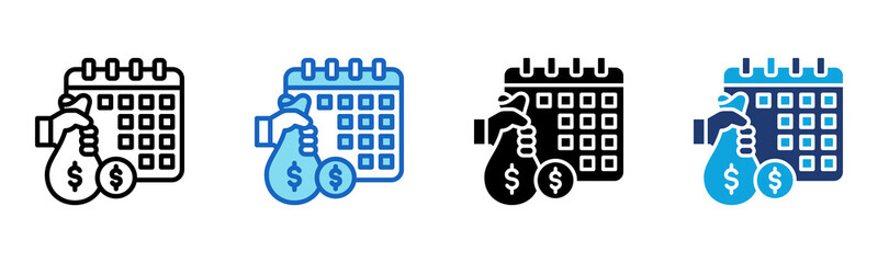 Monthly Salary icon Multi Style Vector Illustration