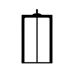 Illustration of symmetrical elevator door in black and white flat design