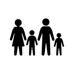 Family of four icon, representing parents with two children, simple design