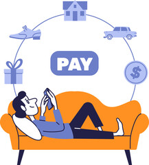 E-commerce and internet payment flat design illustration.