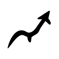 Black arrow pointing upwards and right, symbolizing growth and dynamic movement