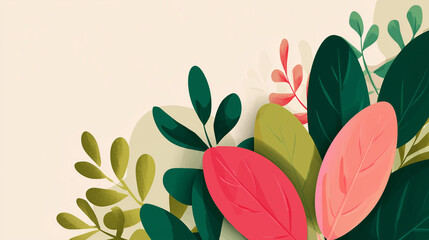 Minimalist Botanical Illustration, Clean White Background, Vector Style, Flat Design