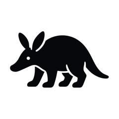 Fototapeta premium Silhouette of an aardvark with prominent ears and tail
