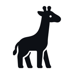 Fototapeta premium Silhouette of cartoon giraffe in simple black design