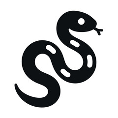 Fototapeta premium Bold black snake silhouette with curved body on white background