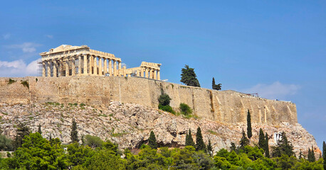 Fototapeta premium Athens Greece Acropolis and Slopes Parthenon