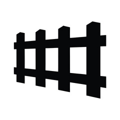A stark black silhouette of a simple wooden picket fence against a white background