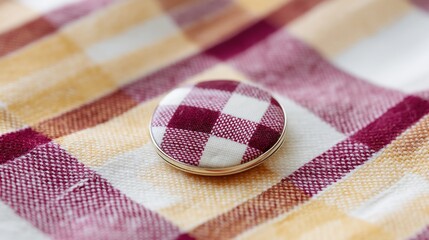 Elegant Fabric Button on Colorful Textiles
