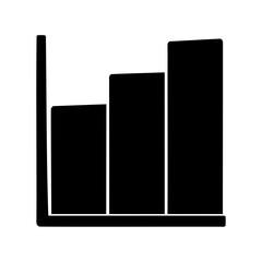 Simple black and white bar graph illustration showing increasing data