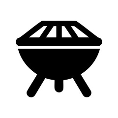 Simple Black and White Illustration of a Barbecue Grill for Outdoor Cooking