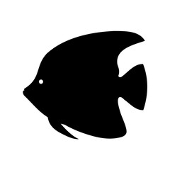 Silhouette of a tropical fish with beautiful fins and distinctive shape