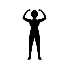 Silhouette of a woman flexing her biceps as a symbol of strength
