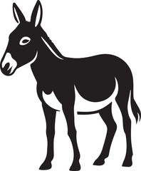 Side view donkey silhouette black and white, Simple donkey profile animal graphic