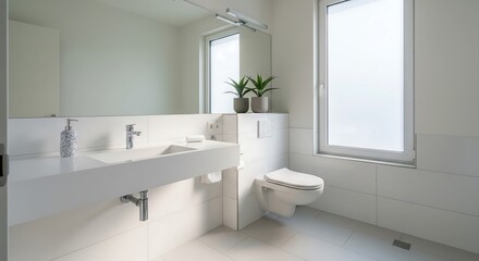 Soft morning light illuminating a spotless restroom, symbolizing health and hygiene