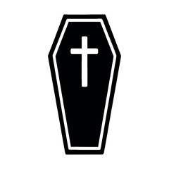 Fototapeta premium Vector art of black and white illustration of a coffin with a cross