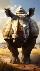 Majestic rhino in savanna