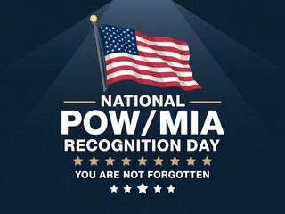Honoring prisoners of war and missing in action with the american flag and a message of remembrance