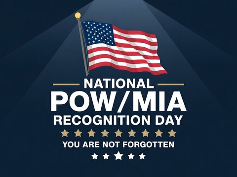 Honoring prisoners of war and missing in action with the american flag and a message of remembrance
