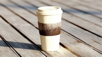 Coffee cup on wooden surface